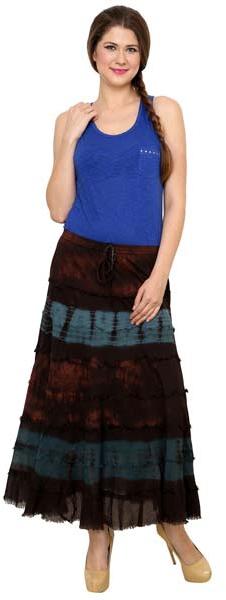 E071 Brown Blue Ladies Skirt