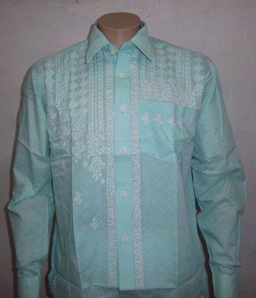 Printed Colored Polycot Brasso Chikankari Full Sleeve Shirt, Occasion : Casual Wear