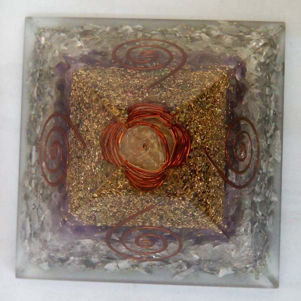 Chakra Orgone Pyramid with Four Sbb Coil