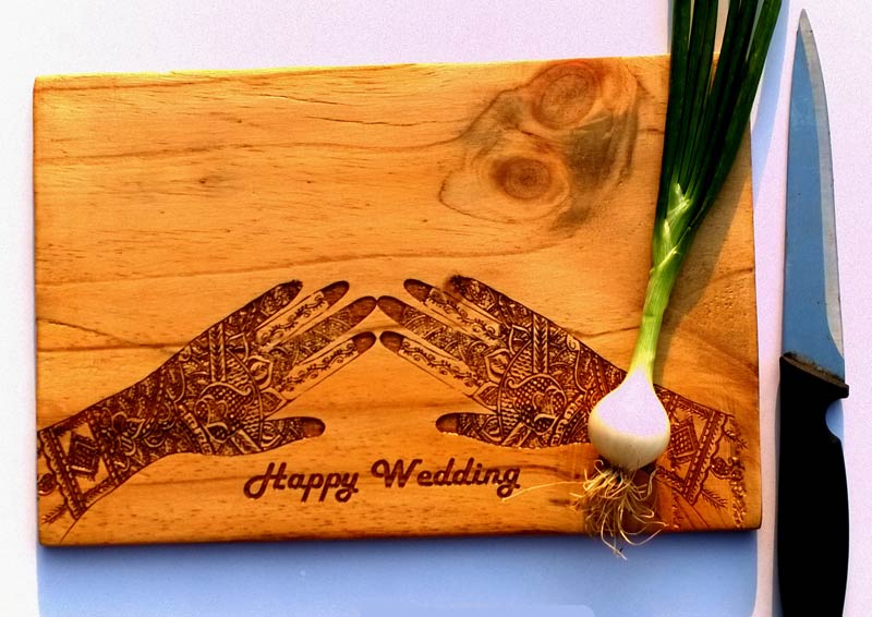 Wooden Chopping Board with Mehandi Design