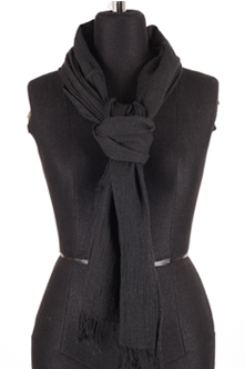 Black boiled wool scarf