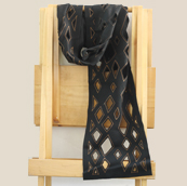 Black Embroidered Cut work Scarf