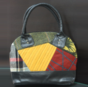 Custom made wool patch detail shoulder handbag