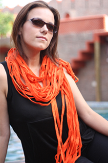 Orange fringed scarf