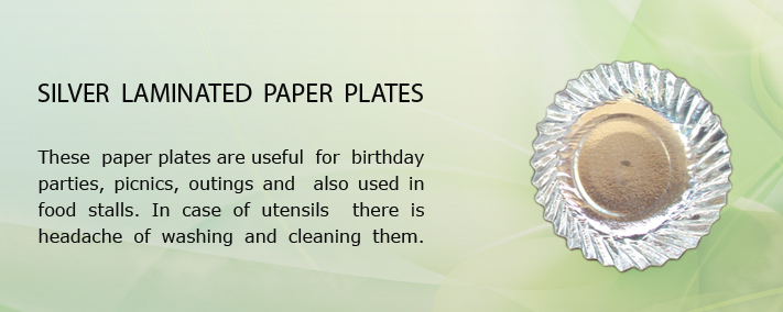 silver laminated paper plate