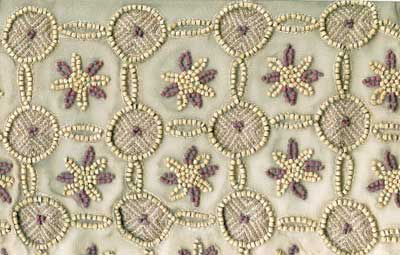 Wooden Floral Beaded Fabric