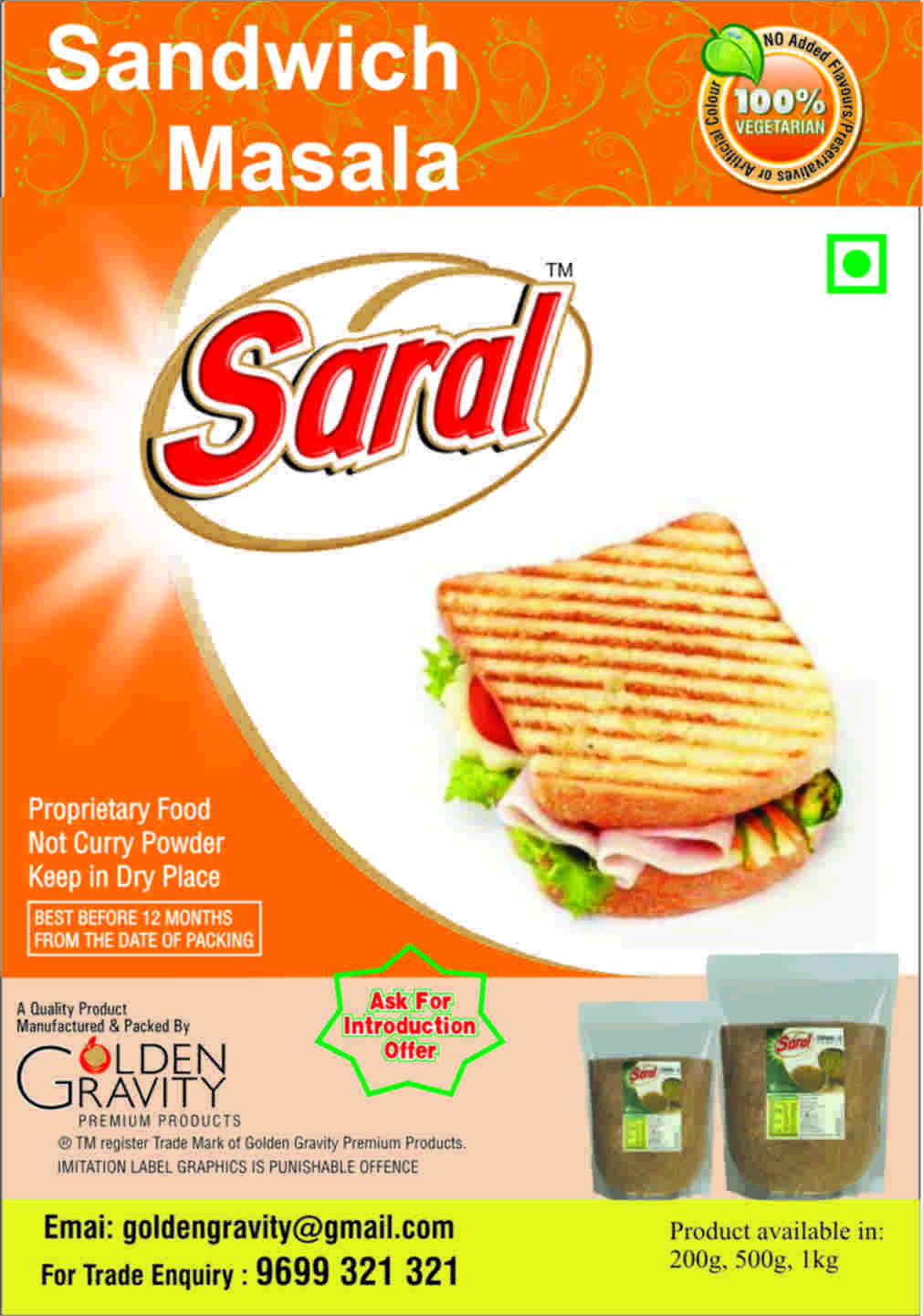 Sandwich Masala by Golden Gravity Premium Products, Sandwich Masala ...