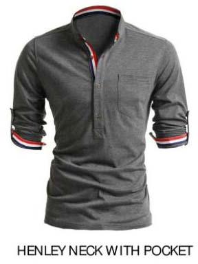 Henley neck with pocket.