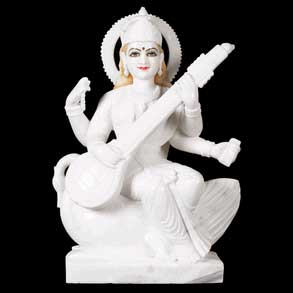 White Marble Goddess Saraswati Statues