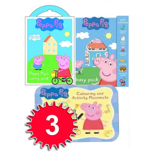 Peppa Pig Activity Fun Pack Collection 3 Books, Colouring Pad and Carry Pack Set