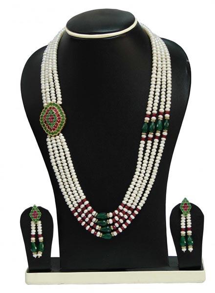 Pearl Brooch Necklace Set