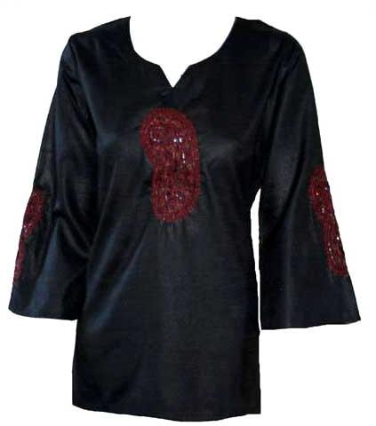 Black Front Embroidered Top