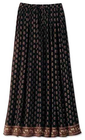 Black Silk Long Skirt