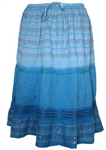Ombre Blue Knee Length Skirt