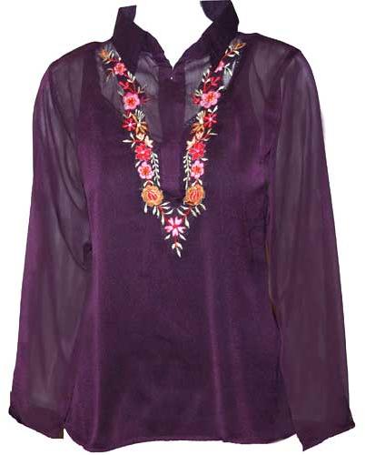 Purple Embroidery Top