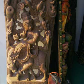 Lord Krishna Wooden Idol