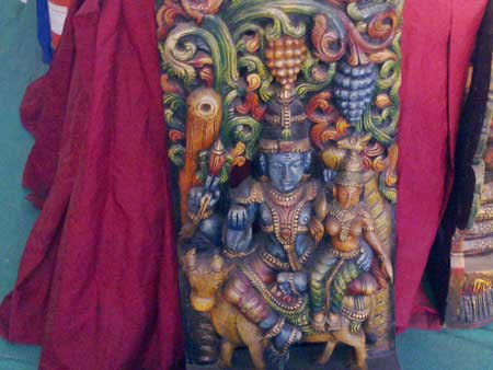 Shiva Parvati Wooden Idol