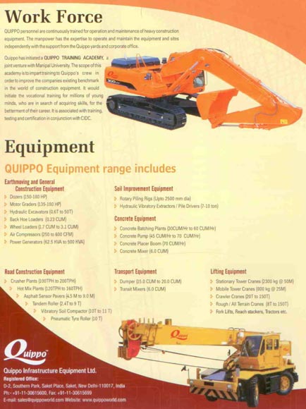 Provision of Construction Equipment on Rental Basis