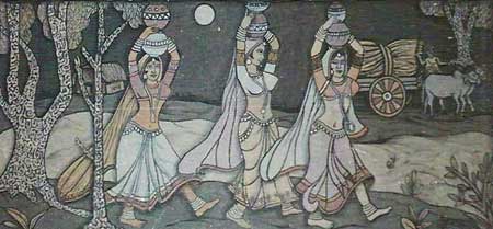 Indian Village Women Sand Painting