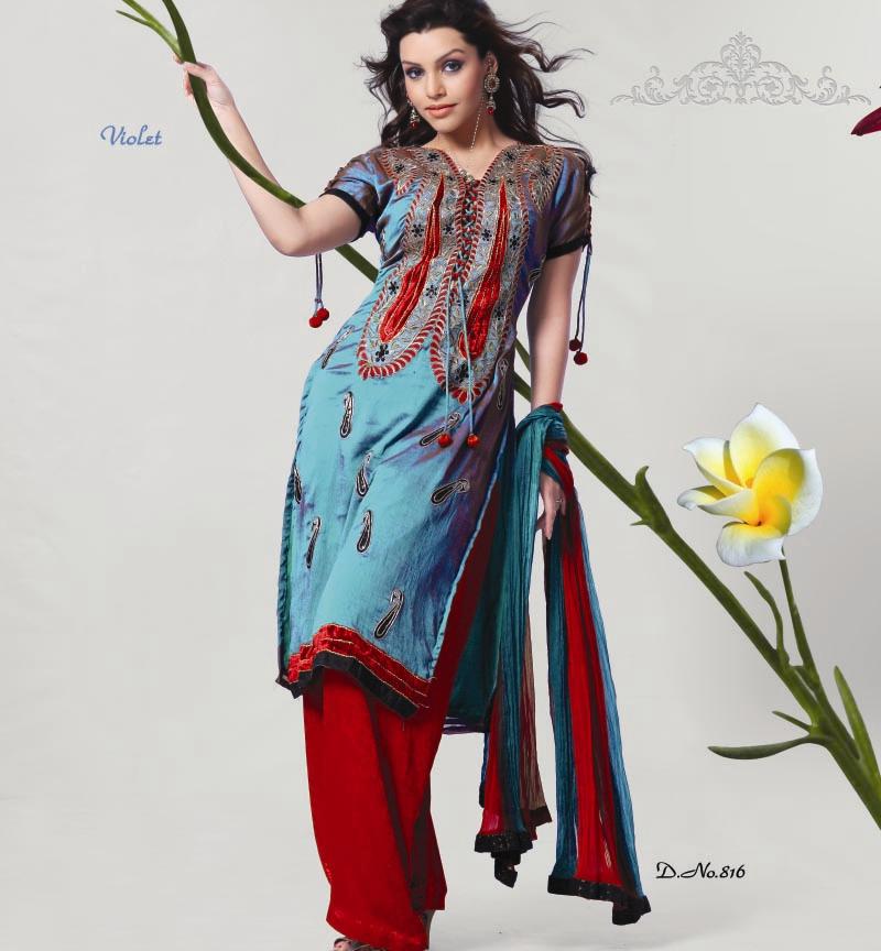 Designer Blue Salwar Kameez Dress Material