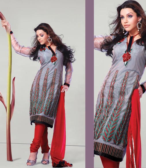 Indian Designer Grey Unstitched Salwar Suit
