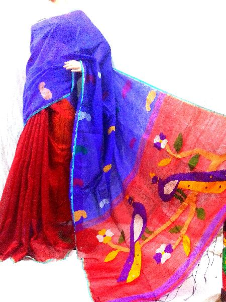 Handloom Silk Cotton Jamdani Saree, Occasion : Bridal Wear, Festival Wear, Party Wear, Wedding Wear
