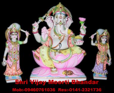 Marble Ridhi Sidhi Ganesh Statue