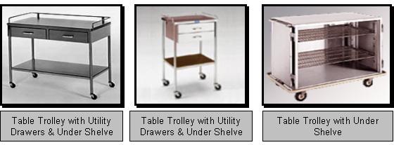 Table Trolleys with Shelve & Utility Drawers