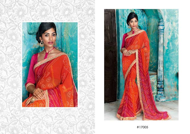 Beautiful Orange Georgette Designer Saree, Gender : Women