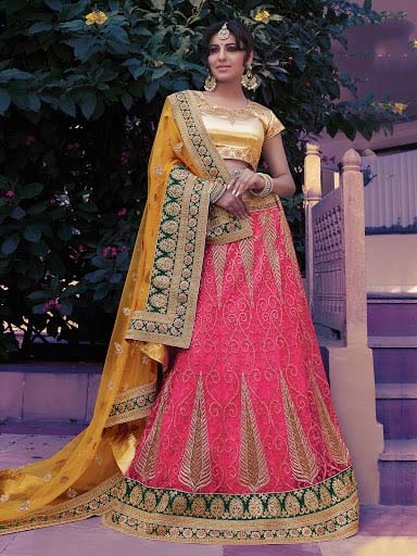 Conscientious Hot Pink Net Lehenga Choli, Gender : Women