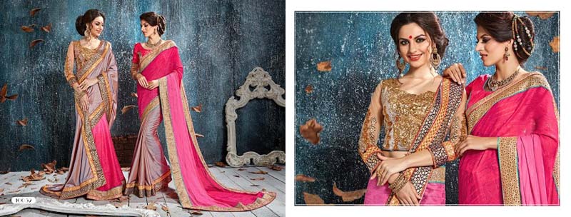 Crafty Hot Pink Satin Georgette With Double Blouse Designer Saree