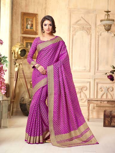 Ethnic Purple Tussar Silk Saree