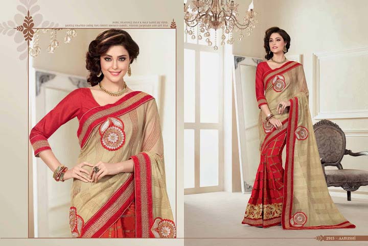 Invaluable Cream Georgette Saree