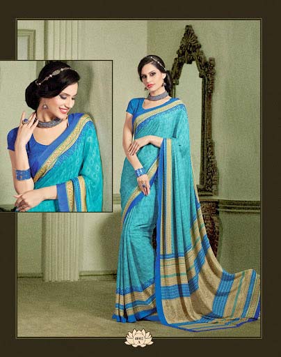 Magnetic Turquoise French Crepe Saree