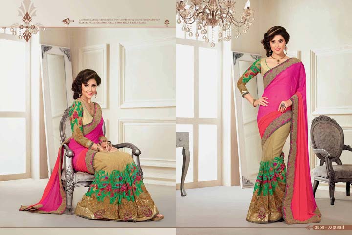 Modernistic Multi Color Georgette On Net Saree