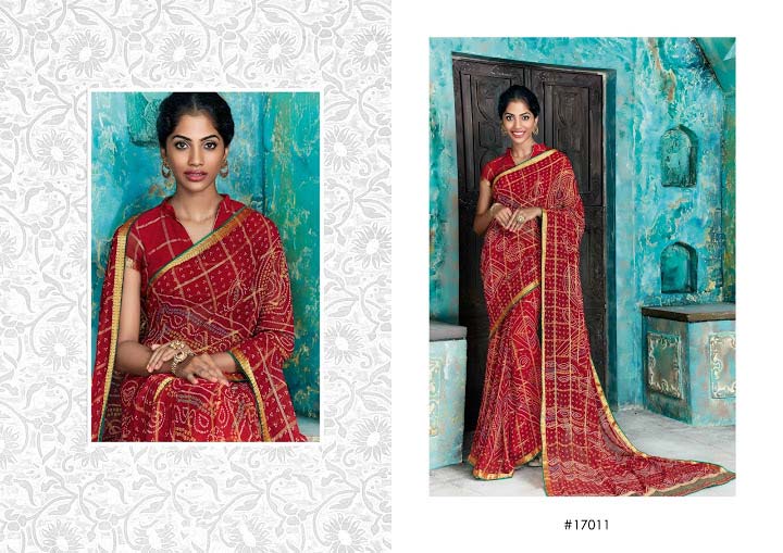 Natty Dark Red Georgette Designer Saree