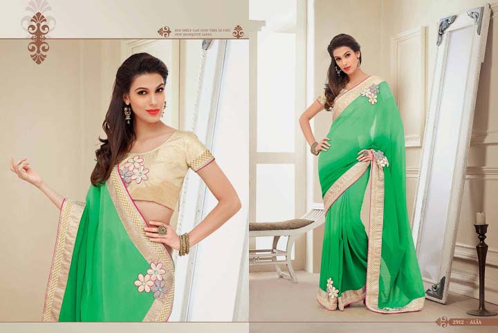 Prime Sea Green Georgette Saree