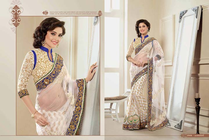 Renowned Off White Georgette On Net Saree