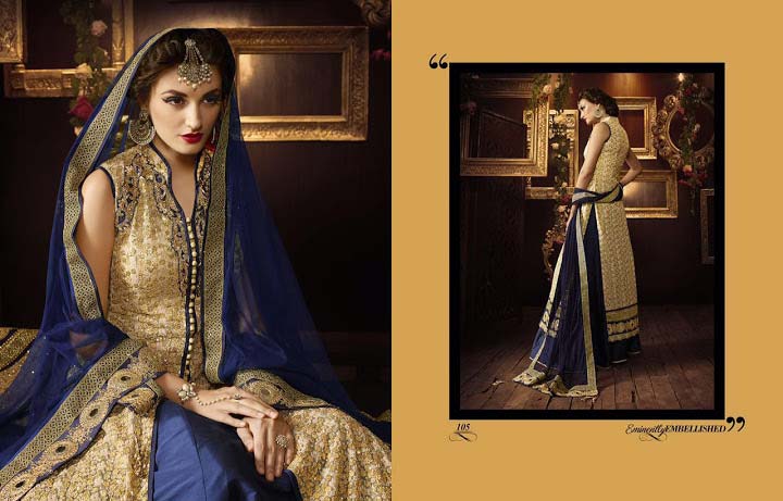 Subtle Navy Blue Silk A Line Lehenga Choli