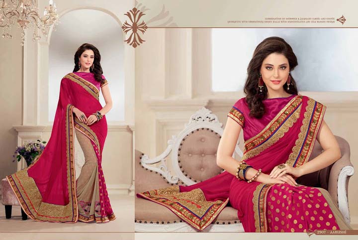 Voluptous Magenta Georgette Saree