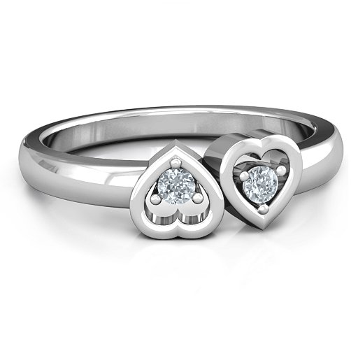 Sterling Silver Inverted Kissing Hearts Ring