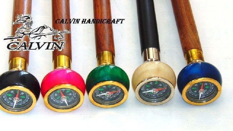 5 Pcs Antique Brass Compass Handle Walking cane