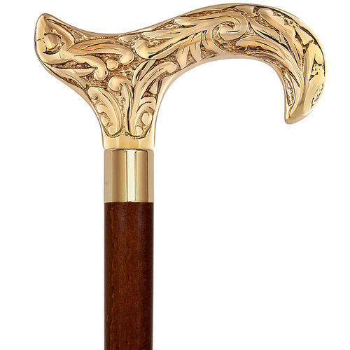 Details about   Derby Brass Handle Walking Stick Folding Wooden Brass Inlaid Walking Cane gift.