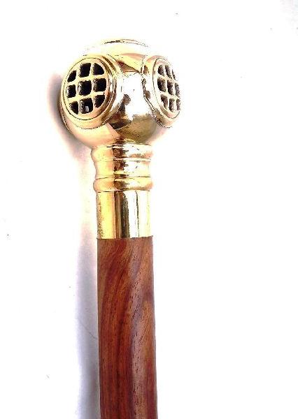 BRASS DIVING DIVERS HELMET HANDLE CANE WALKING STICK