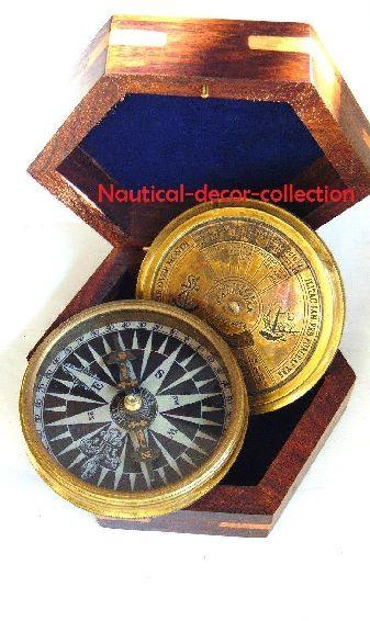 Direction Collectible Unique Compass & Wooden Case Gift