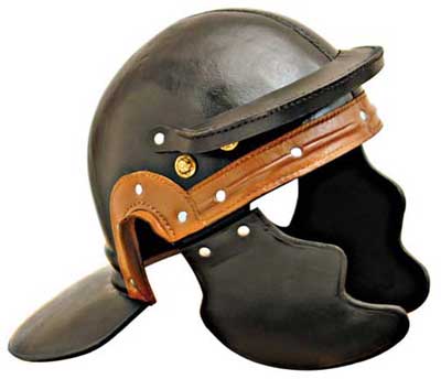 Roman Leather Helmet, Feature : Durability, strength inexplicable look.