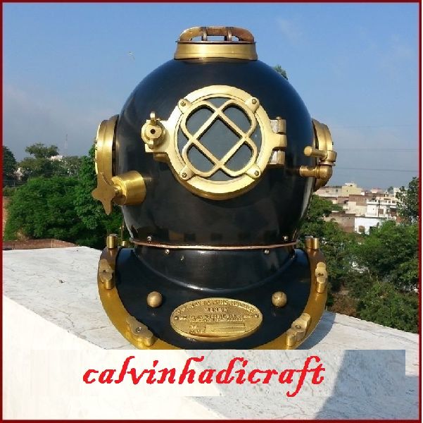 Calvinhadicraft US-Navy-Diving-Divers-Helmet-Brass-steel-Deep-Sea, for home decor, Size : 18 inches height