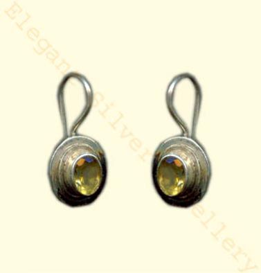 CSE-02  Silver Cut Stone Earrings