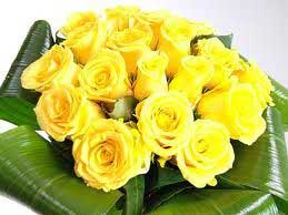 20 Yellow Rose With Green Leaves Bunch
