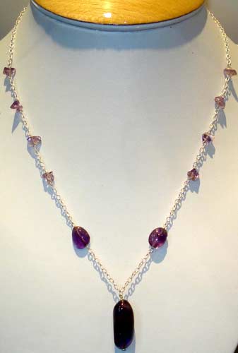 Silver Chain With Purple Stones